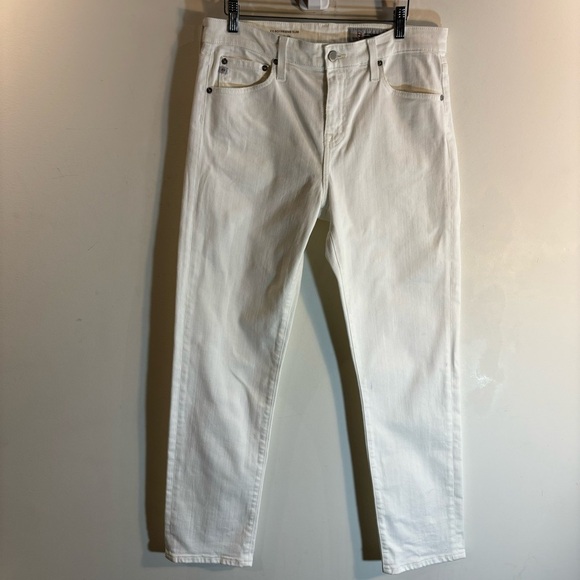 ADRIANO GOLDSCHMIED Sz 28R Ex-Boyfriend Slouchy Slim White Jeans High Waisted - Picture 2 of 11